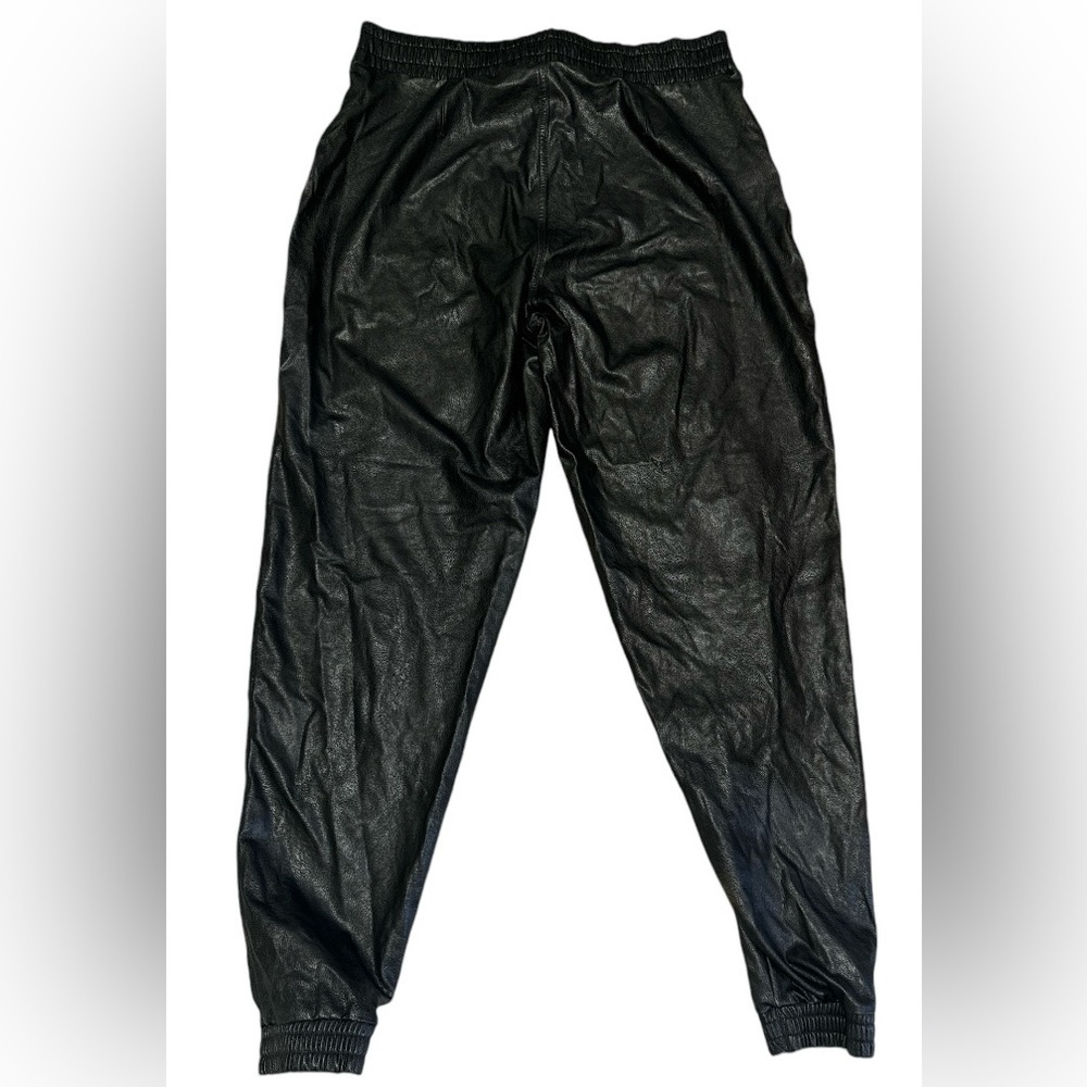 SPANX by Sarah Blakely Black Leather Like Jogger Pants Size L Womens - Picture 2 of 4